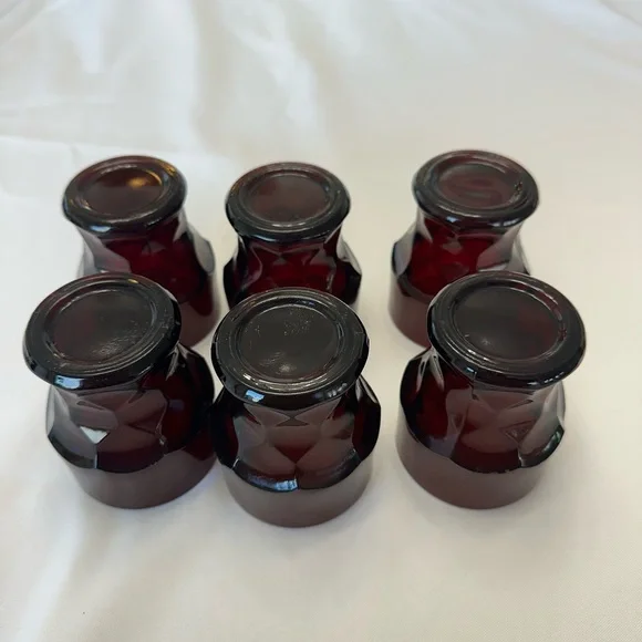 SET OF 6 Vintage Anchor Hocking Mini Georgian Glass Tumbler - Ruby - Picture 4 of 4
